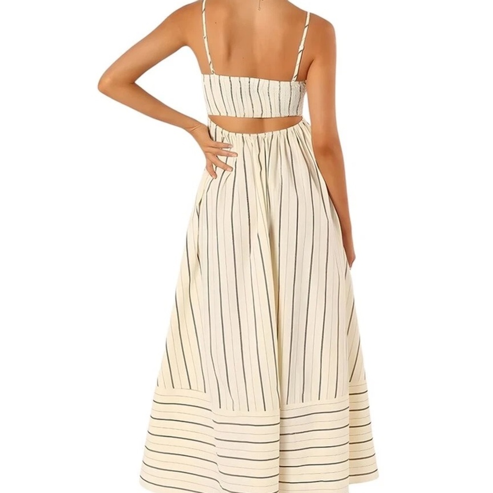 Cream Tan Spaghetti Strap Midi Sundress - Picture 2 of 2